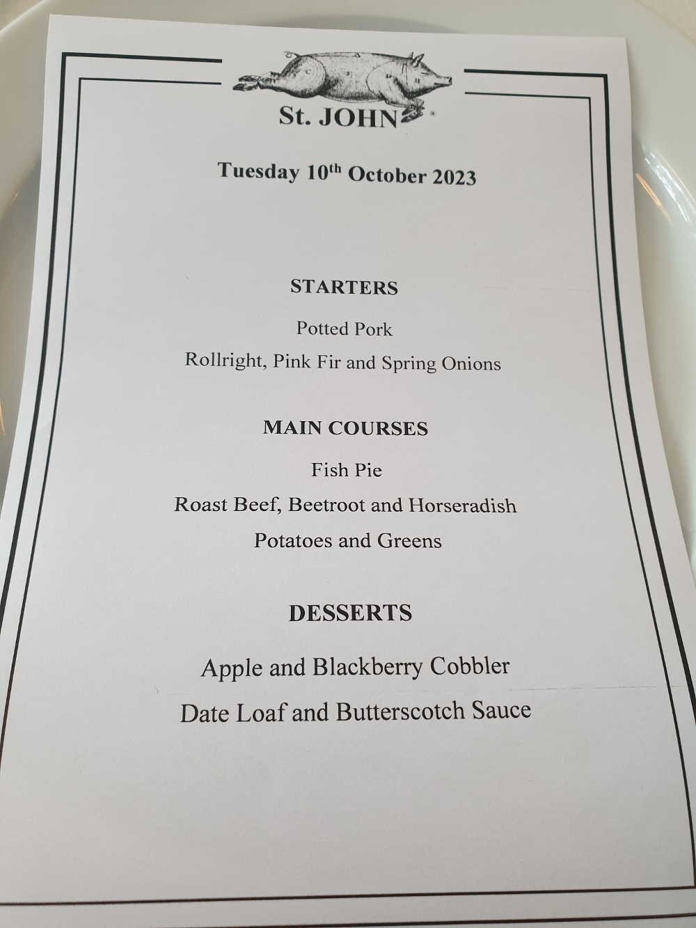 Menu for Asolo Prosecco food and wine pairings Menu